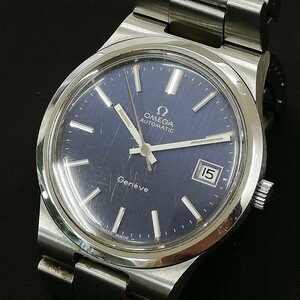 142 OMEGA オメガ 時計 Geneve ジュネーブ cal.1012 腕時計 自動巻き デイト3針 時計 AT 約86g メンズ ネイビー文字盤 稼働品