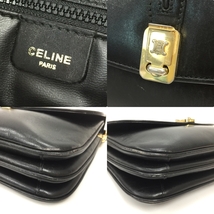 276 CELINE オールド セリーヌ レザー ショルダーバッグ ゴールド金具 マカダム ポシェット 斜め掛け バッグ 鞄 かばん レディース 黒_画像5