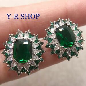  изумруд . Cubic Zirconia. роскошный серьги * женский серебряный аксессуары цветной камень подарок топаз новый товар драгоценнный камень Y-R