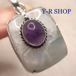  natural stone * amethyst . blue moonstone. antique style pendant top * lady's necklace silver 925 stamp ethnic new goods Y-R