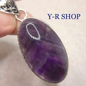  natural stone * gloss . amethyst. antique style pendant top * lady's necklace silver 925 stamp color stone ethnic India new goods Y-R