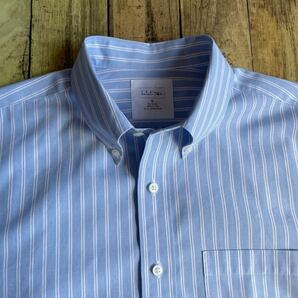 ［美品］LLBean エルエルビーン ポプリンコットン ボタンダウンシャツ ブルーストライプ Mサイズの画像3