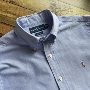 ［香港製］Polo Ralph Lauren ポロラルフローレン オックスフォード ボタンダウンシャツ Classic Fit ブルー Mサイズ（日本Lサイズ相当）