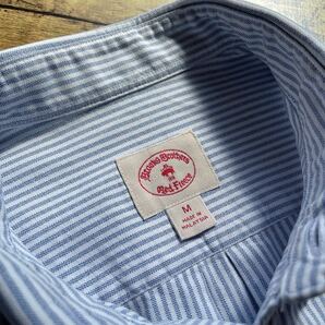 ［美品］BROOKS BROTHERS ブルックスブラザーズ オックスフォード ボタンダウンシャツ ブルー ストライプ Mサイズの画像2
