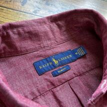 ［美品］Polo Ralph Lauren ポロラルフローレン レッド シャンブレー ボタンダウンシャツ スリムフィット Mサイズ 赤シャン_画像2