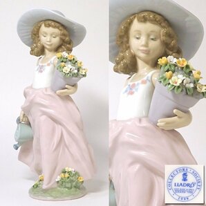 慶應◆緊急追加！大御所俳優の愛蔵品【LLADRO/リヤドロ】彩色磁器人形『夢がかなって No.7676』少女のフィギュリン 高さ24㎝の画像1