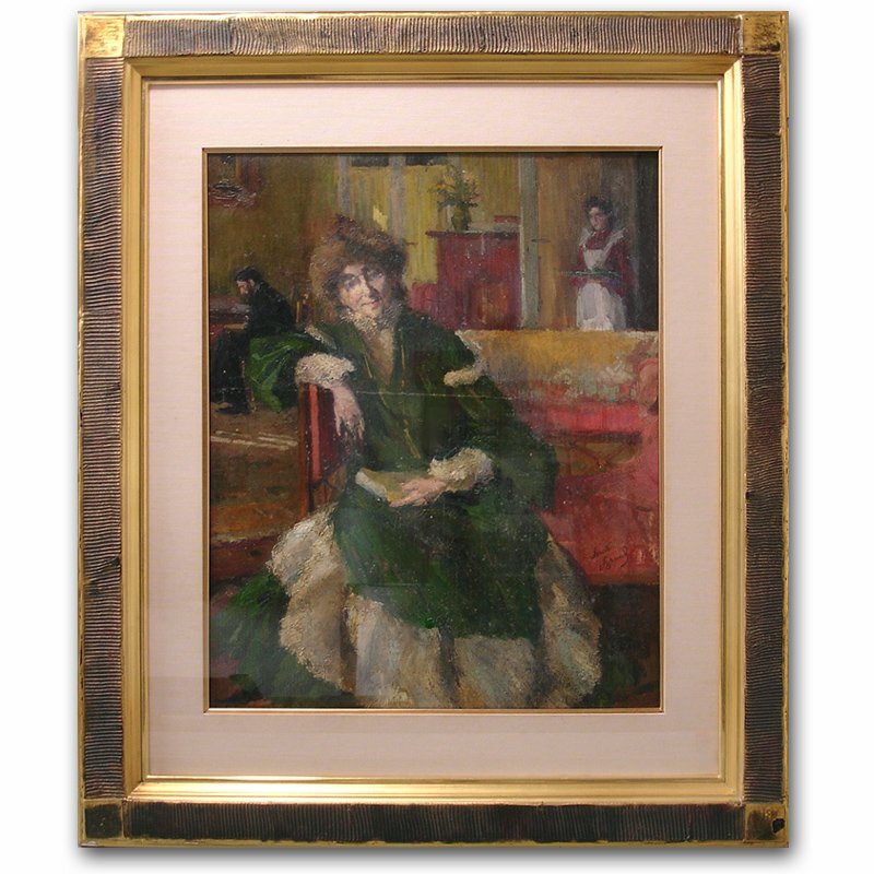 Keio ◆Precioso cuadro al óleo pintado a mano Retrato de mujer del pintor francés moderno [Louis Legrand] No. 8 Enmarcado, cuadro, pintura al óleo, retrato