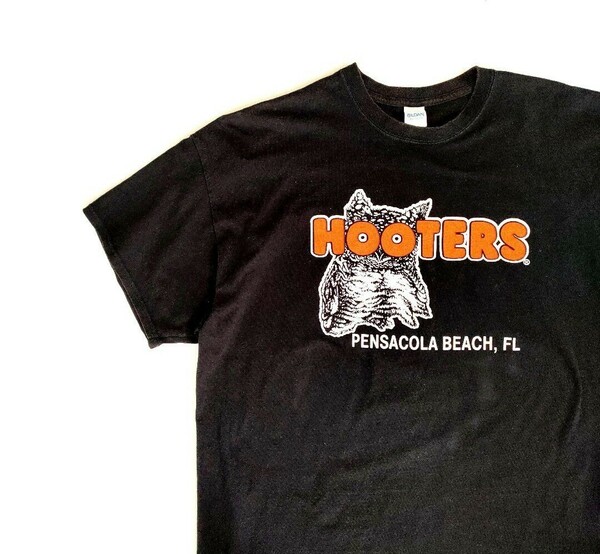 90s USA フーターズ　HOOTERS ヴィンテージ Tシャツ　古着　2XL アメカジ 半袖 Tシャツ 古着 00s ブラック 黒