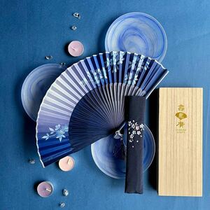 [ fan ] kimono kimono small articles collection peace miscellaneous goods present ... yukata summer ... blue blue gradation present in box 