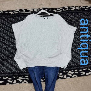 美品　antiqua　サイドタックフレンチリーブＴシャツ　綿100％　杢グレー　flee　半袖 Tシャツ