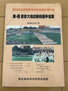 第69回全国高等学校野球選手権大会　東・西東京大会出場校選手名簿(昭和62年7月)