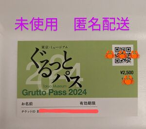 ぐるっとパス　2024 未使用　１枚　　上野動物園　 葛西臨海水族園　旧岩崎邸　エミール・ガレ　宇野亞喜良展