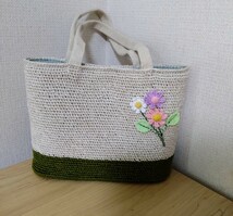 手作り　レース編み　バッグ　お花_画像2