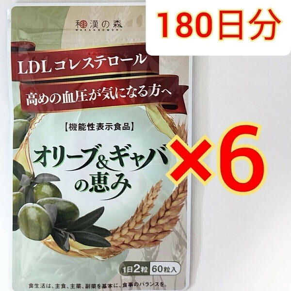 和漢の森　オリーブ＆ギャバの恵み　60粒×6袋　GABA 血圧 コレステロール ギャバ サプリ オリーブ ストレス ストレス サプリメント