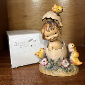 14cm 【Girl In The Egg】ANRI アンリ人形　アンリ木彫り　アンリ　フェランディス　女の子　イースタ　廃盤　大きめのサイズ　美品