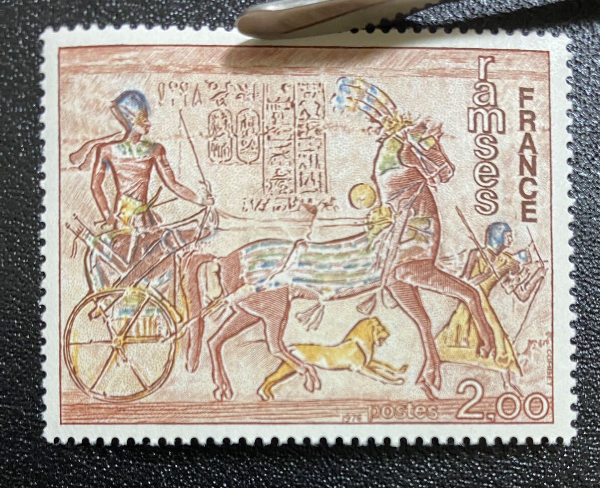 Fresko des Boua Simbel Tempels, Frankreich, Ramses II. auf einem Streitwagen, Malerei, Kunst, 1 Typ, Vollständig, Ungebraucht, NH, Antiquität, Sammlung, Briefmarke, Postkarte, Europa