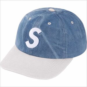 青 Supreme 2-Tone S Logo 6-Panel Cap Washed Denim シュプリーム Sロゴ キャップ