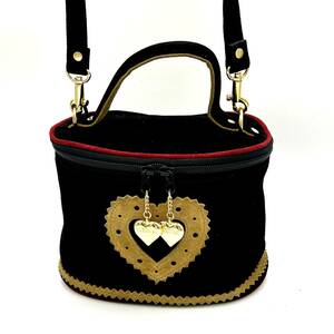 HY1452■Moschino モスキーノ 2way Bag バッグ 鞄 ハンドバッグ ショルダーバッグ ポーチ型 黒 ブラック ハート ブランド