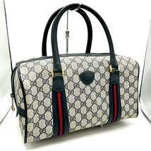 KY0075■GUCCI グッチ OLD GUCCI オールドグッチ GG ハンドバッグ ミニボストンバッグ ネイビー シェリーライン 総柄 ロゴ _画像1