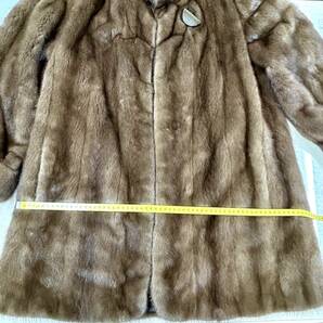 TY1107■ FOND MOON BAT ムーンバット ミンク 毛皮 コート セミロング MINK リアルファー ブラウン 茶色 レディース の画像8