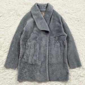 DROMe mouton reversible coat draw m real leather blue grade ROME fur long feeling of luxury adult mode casual 