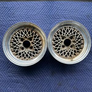 【638】SSR Formula MESH 14インチ 6.0JJ +10前後 4H-114.3 2本 フォーミュラ メッシュ 旧車 当時物 SPEED STAR スピードスター