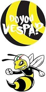 バイク 車 アウトドア用 防水加工ステッカーBEE, VESPAベスパ, Helmet 2枚セット (Bee