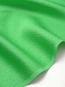 nr029-b ◆京染め・緑・紗綾形・87 cm ◆正絹はぎれ 