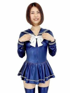 * made in Japan original *[wbb-9566 super wet long sleeve sailor Leotard dark blue /3L] lustre elasticity Fit sexy fechi cosplay 