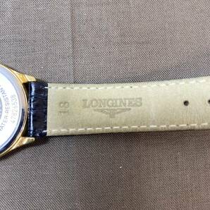 ●【MH-6918】中古品 LONGINES ロンジン L4.759.2 メンズ 腕時計 クオーツ デイト ゴールド文字盤 純正 レザーベルト 現状不動品【レタパ】の画像7