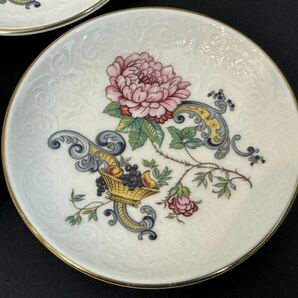 ☆CROWN EST 1801☆STAFFORD SHIRE クラウンスタッフォードシャー☆fine bone china☆洋食器 英国製☆唐草下地 金彩花果実紋小皿 3枚の画像4