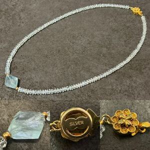 * aquamarine catch SILVER necklace * accessory * length approximately 42cm| weight 11g*