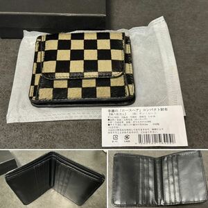 ☆幸運の「ホースヘア」 コンパクト 折り畳み財布☆天然毛皮☆約11.5×10×2cm☆