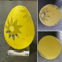 ☆クリスタルアートグラス Pilgrim's Egg Collection☆The Sculptured Glass Egg☆置物☆花柄卵型ガラス製 置物☆高さ 約7.8cm☆_画像3