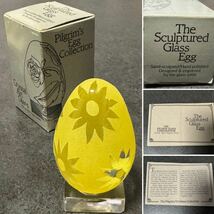 ☆クリスタルアートグラス Pilgrim's Egg Collection☆The Sculptured Glass Egg☆置物☆花柄卵型ガラス製 置物☆高さ 約7.8cm☆_画像1