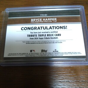 2024 topps tribute baseball BRYCE HARPER ブライス・ハーパー フィラデルフィア・フィリーズ 150枚限定 レリックカードの画像2