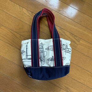 90s L.L.Bean ミニトートバッグ　スモール　ヨット柄　エルエルビーン