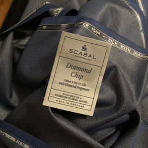 [ハリウッドセレブ御用達！]SCABAL DIAMOND CHIP Super 150’s & シルク & ダイヤモンドフラグメント 仕立生地 アイアンブルー 無地 3.5mの画像2