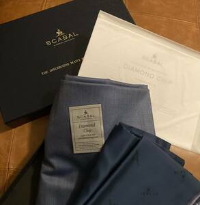 [ハリウッドセレブ御用達！]SCABAL DIAMOND CHIP Super 150’s & シルク & ダイヤモンドフラグメント 仕立生地 アイアンブルー 無地 3.5m