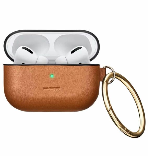 衝撃吸収 ESR Airpods pro レザー ケース ブラウン