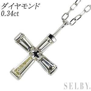 Pt ダイヤモンド ペンダントネックレス 0.34ct クロス SELBY