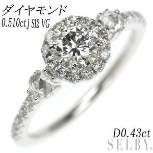 K18WG ダイヤモンド リング 0.510ct J SI2 VG D0.43ct 出品2週目 SELBY