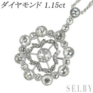 K18WG ローズカットダイヤ/ダイヤモンド ペンダントネックレス 1.15ct 出品5週目 SELBY