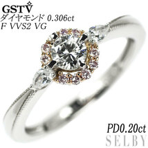 GSTV K18/Pt ダイヤ 天然ピンク/カラーレスダイヤ 0.306ct F VVS2 VG PD0.20ct 出品3週目 SELBY_画像1