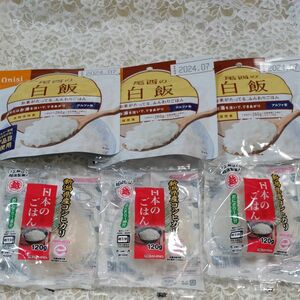 尾西の白飯【100g(出来上がり260gお茶碗軽く2杯分)】×3袋　　　越後製菓　日本のごはん120g(おにぎり1個分)×3個