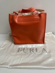 NA★1円〜 美品 FURLA フルラ レザー ハンドバッグ レディース ピンク系 縦約22cm 横22cm 幅14cm