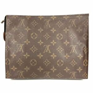 仙35【訳アリ】Louis Vuitton M47542 モノグラム ポシェット トワレット26 クラッチバッグ セカンドバッグ ブラウン系 ルイヴィトン 茶色