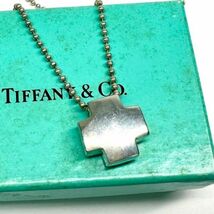 仙102 TIFFANY&Co. ローマンクロス ネックレス SV925 シルバー ボールチェーン ティファニー NC ペンダント クロス 十字架 箱付き_画像1