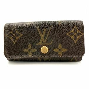 仙4 Louis Vuitton M62631 モノグラム ミュルティクレ4 4連 キーケース ブラウン系 ルイヴィトン 鍵入れ 茶色 ゴールド金具