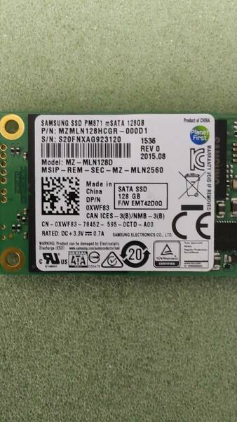mSATA SSD 128GB SAMSUNG PM871